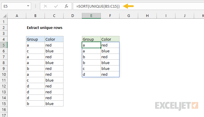 unique-rows-excel-formula-exceljet